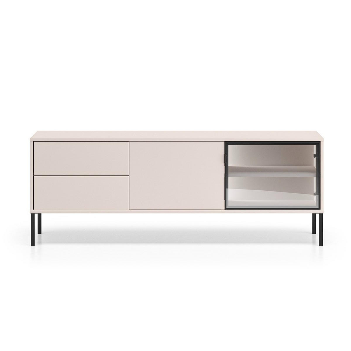 TV-MÖBEL Paige Kaschmir und Schwarz - Beige, Holzwerkstoff (160/59/40cm) - Petits-meubles