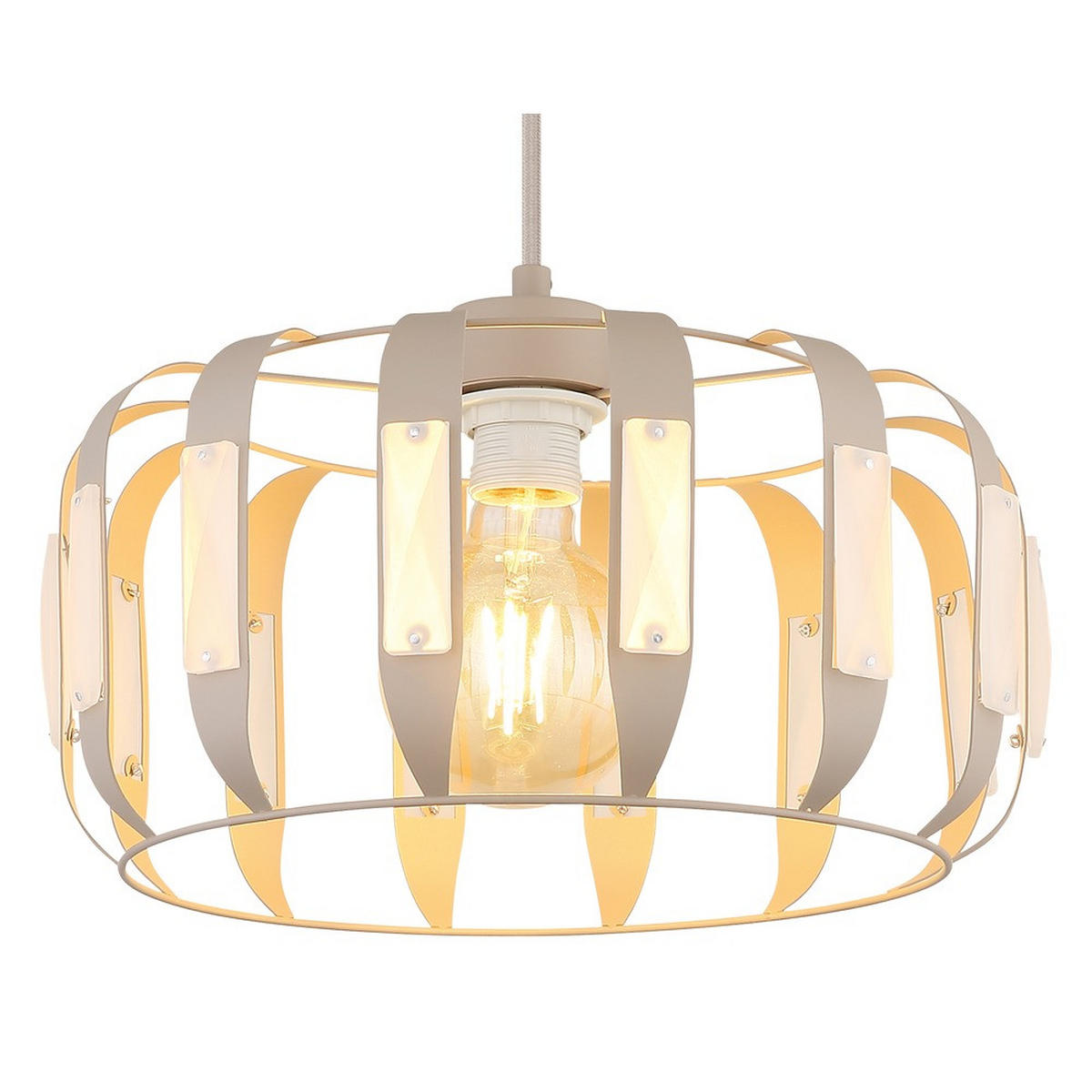 PENDELLEUCHTE ARLEN Metall weiß matt, 1x E27, höhenverstellbar - Weiß, Glas (35/35/120cm) - Globo Lighting