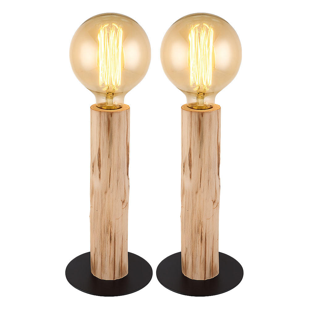 TISCHLEUCHTE Holzoptik Braun 2er Set - Braun, Holz (15/15/30cm)