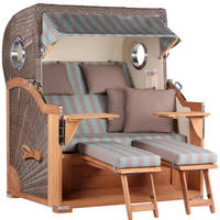 STRANDKORB Baltikum Teak 2,5 Sitzer - Braun/Grau, Holz/Metall (142/170/95cm) - Mr. Deko