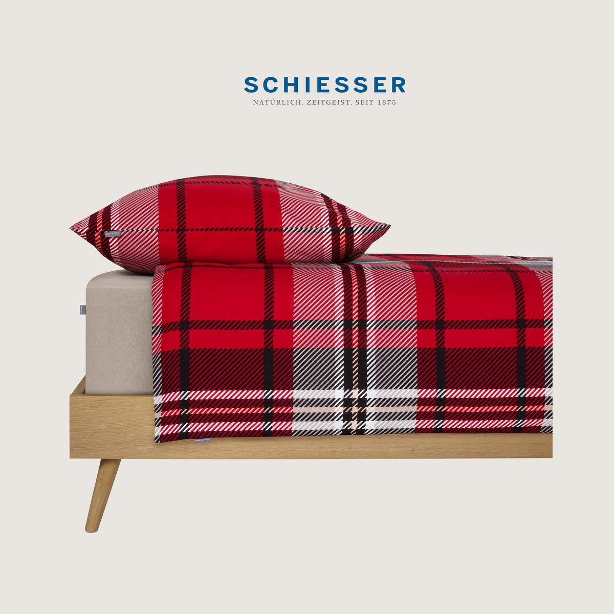 BETTWÄSCHESET Borro - Feinbiber - 2-teilig - 155 x 220 cm - Rot - Rot, Textil (155/220cm) - SCHIESSER