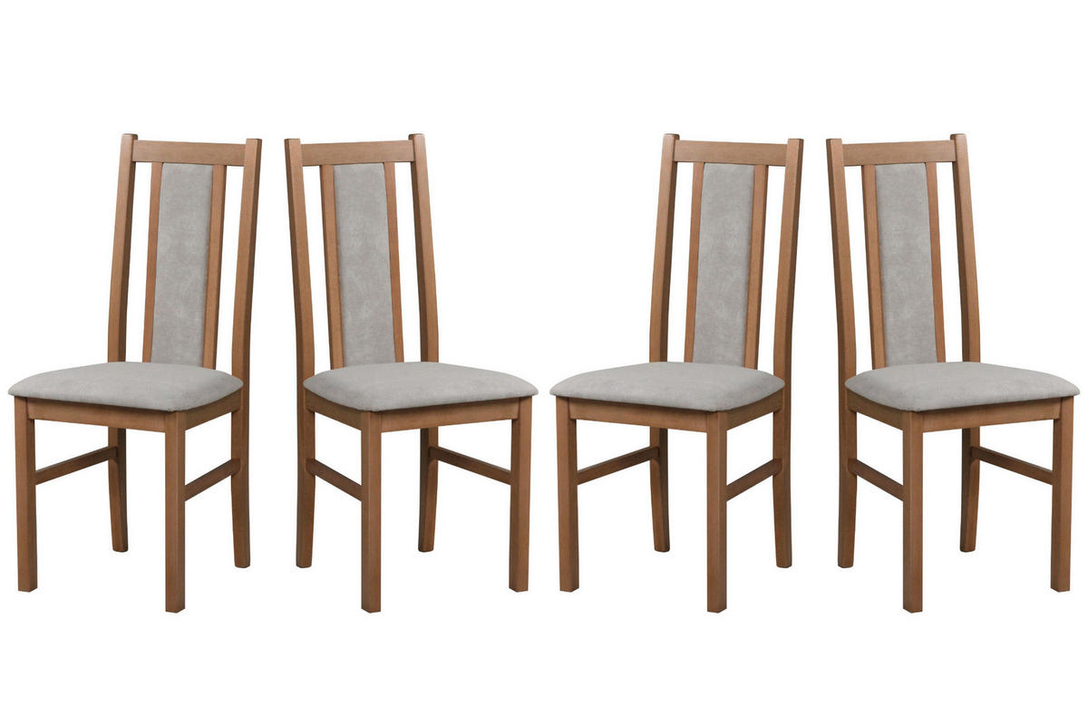 ESSZIMMERSTUHL - Set 4x BOS 14 hell nussbaum, soro 23 - Nussbaumfarben/Cappuccino, Holz (43/83/40cm) - Leaf Design