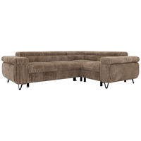 ECKSOFA FALCO L - Braun Cord - Rechts Seite - Schwarz/Braun, Textil/Metall (268/197cm) - MKS