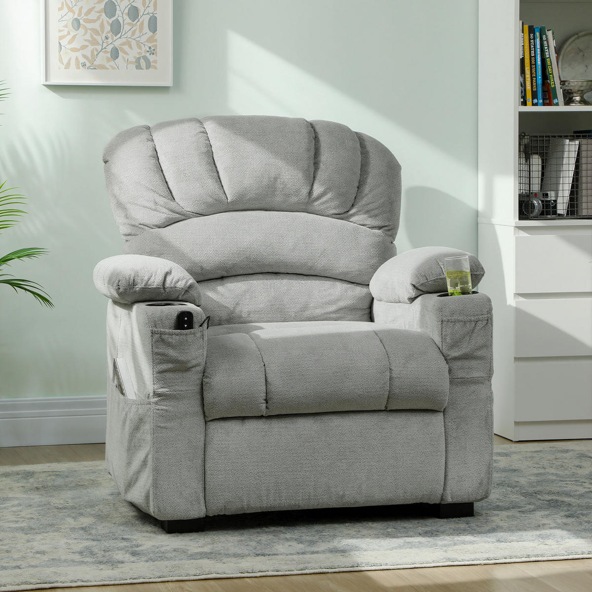 RELAXSESSEL Polyester Grau - Schwarz/Grau, Textil/Metall (90/105/96cm) - HOMCOM