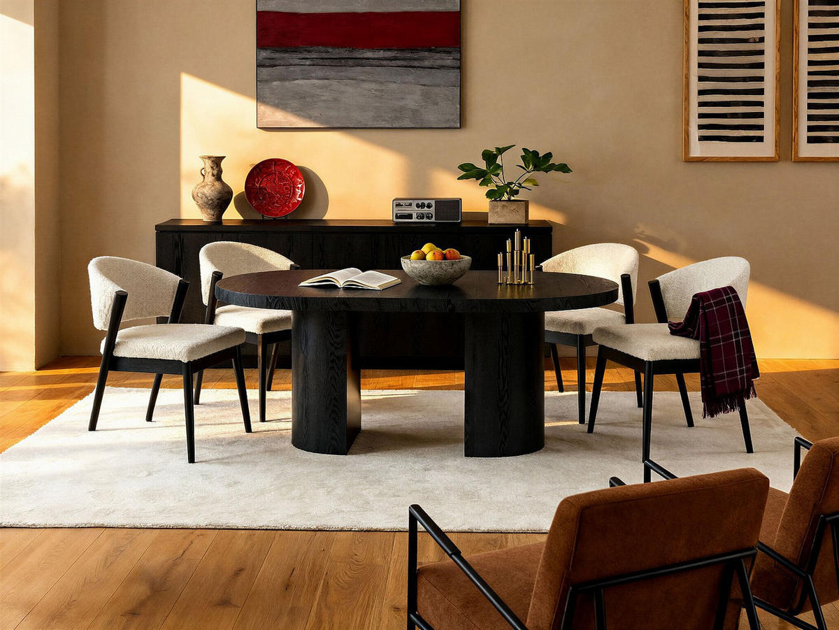 ESSTISCH ausziehbar - 4 bis 12 Personen - MDF - Schwarz - SIDRINA - Schwarz, Holz (120/240/76cm) - Vente-Unique