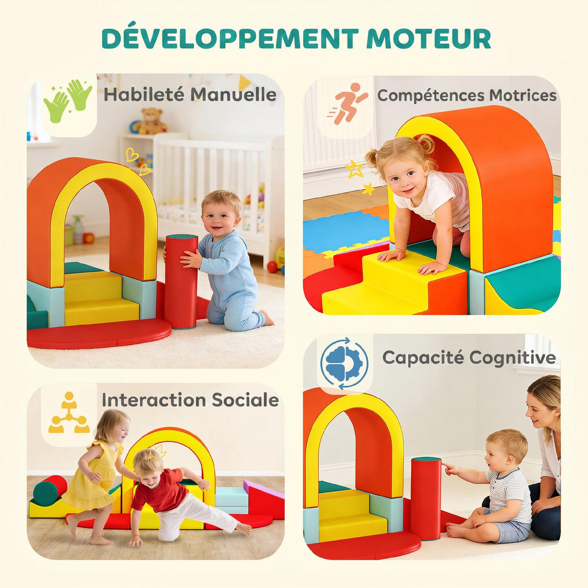 MOTORIKSPIEL DE-18216 10-teilig, EPE-Schaum mit PU-Bezug Bunt - Multicolor, Kunststoff (82/70/152cm) - ComfortXL