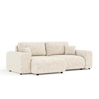 ECKSOFA Zanzibar Creme Webstoff - Creme/Schwarz, Holz/Holzwerkstoff (237/144cm) - Maison de Reve