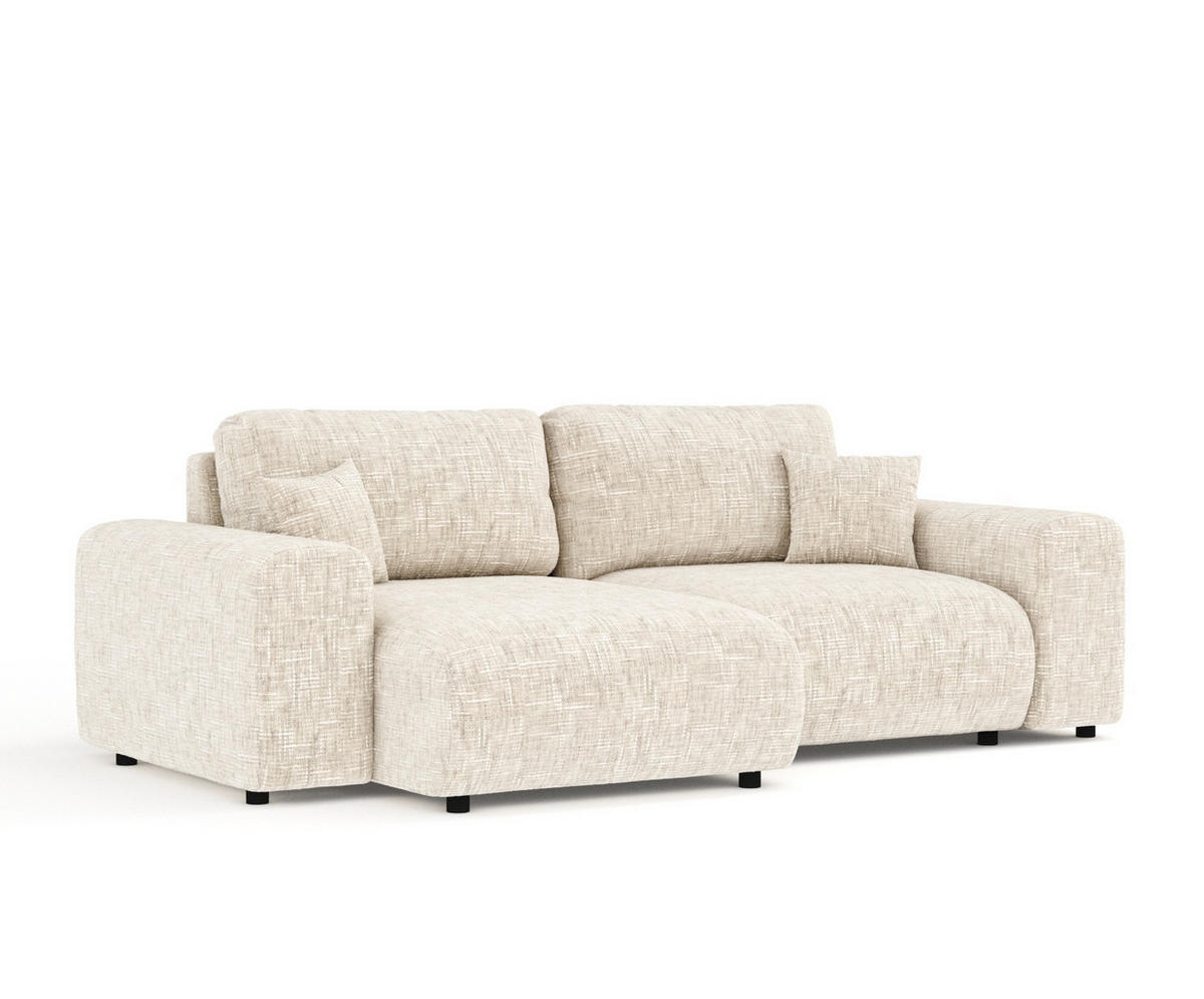 ECKSOFA Zanzibar Creme Webstoff - Creme/Schwarz, Holz/Holzwerkstoff (237/144cm) - Maison de Reve