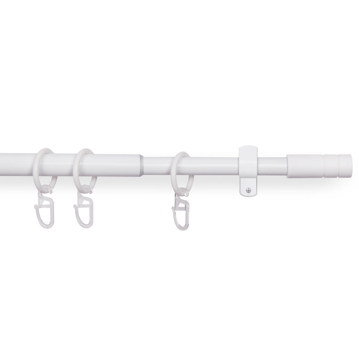 GARDINENSTANGENSET 120-220cm Weiß Zylinder - Weiß, Metall (120cm)