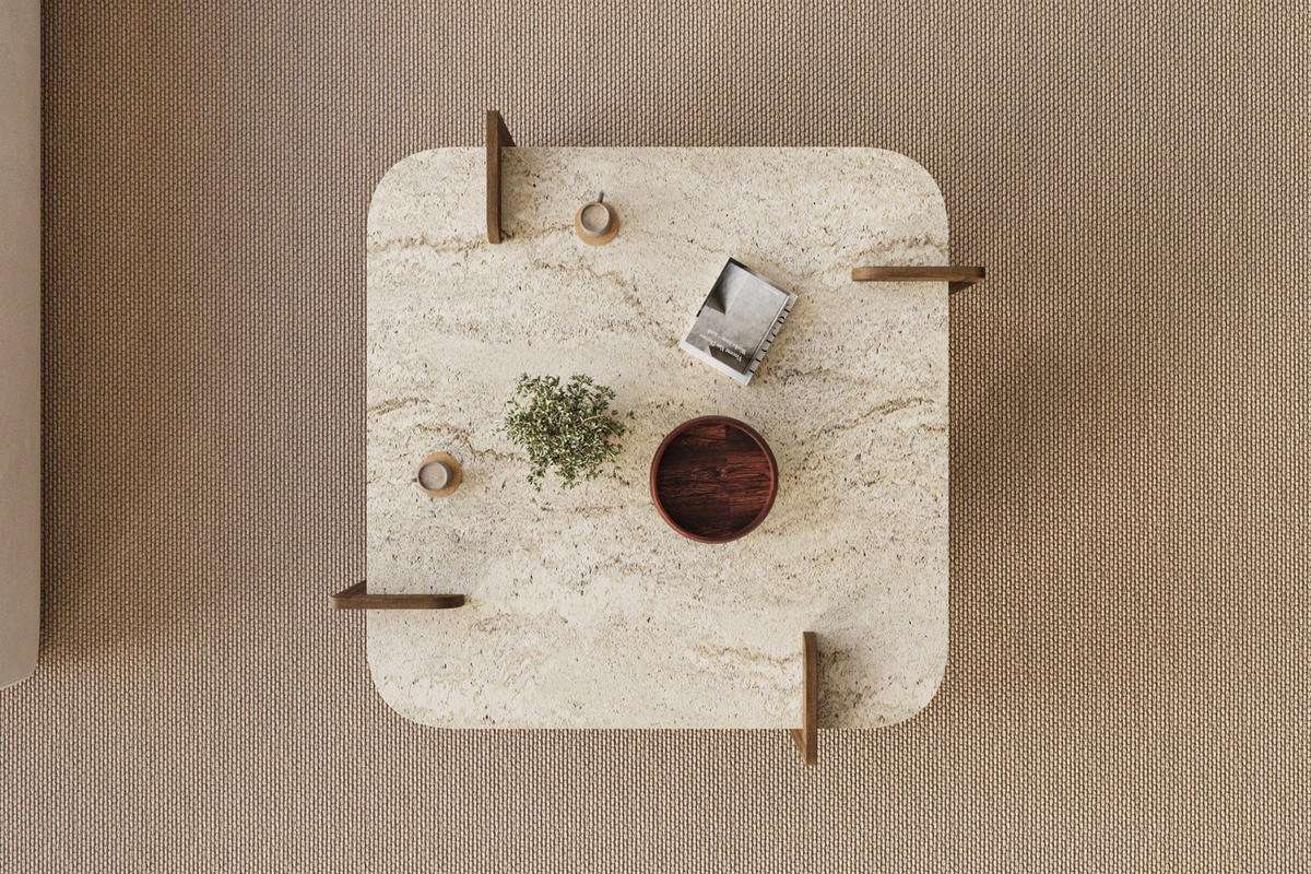 COUCHTISCH Brilliance Travertin Braun Granit Optik 90x90 - Beige/Braun, Holzwerkstoff (90/90/35cm) - moebel17