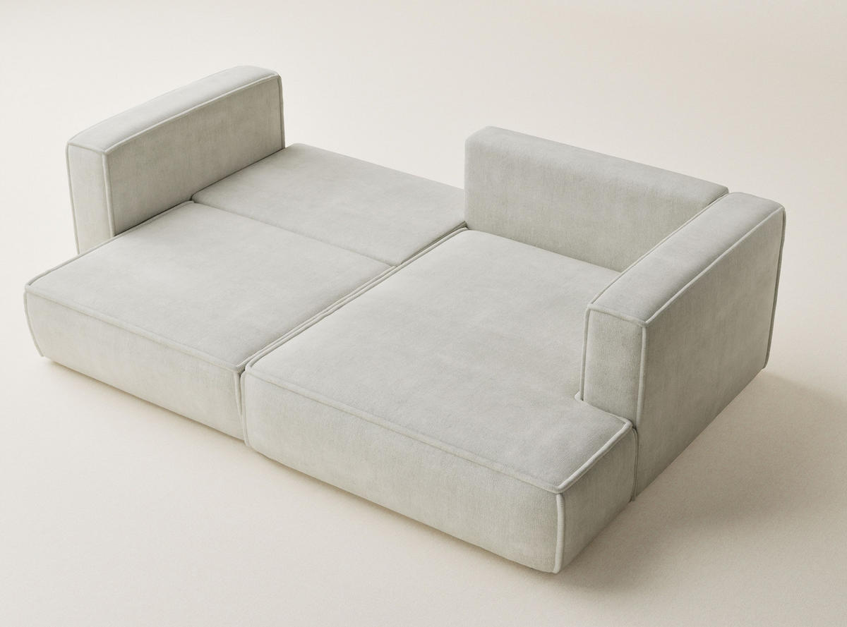 ECKSOFA MIT SCHLAFFUNKTION Velto Creme Webstoff - Creme/Schwarz, Holz/Holzwerkstoff (250/152cm) - Maison de Reve