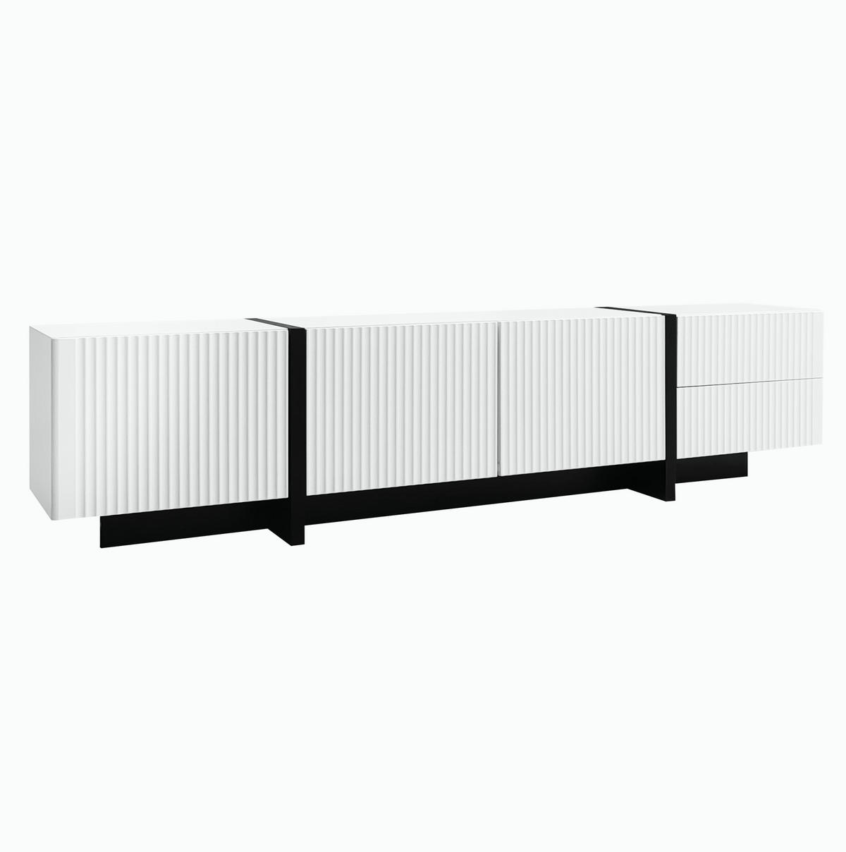 TV-LOWBOARD 190/35/45 cm mit 3 Türen und 2 Schubladen - Weiß, Holzwerkstoff (190/45/35cm) - BEAOK