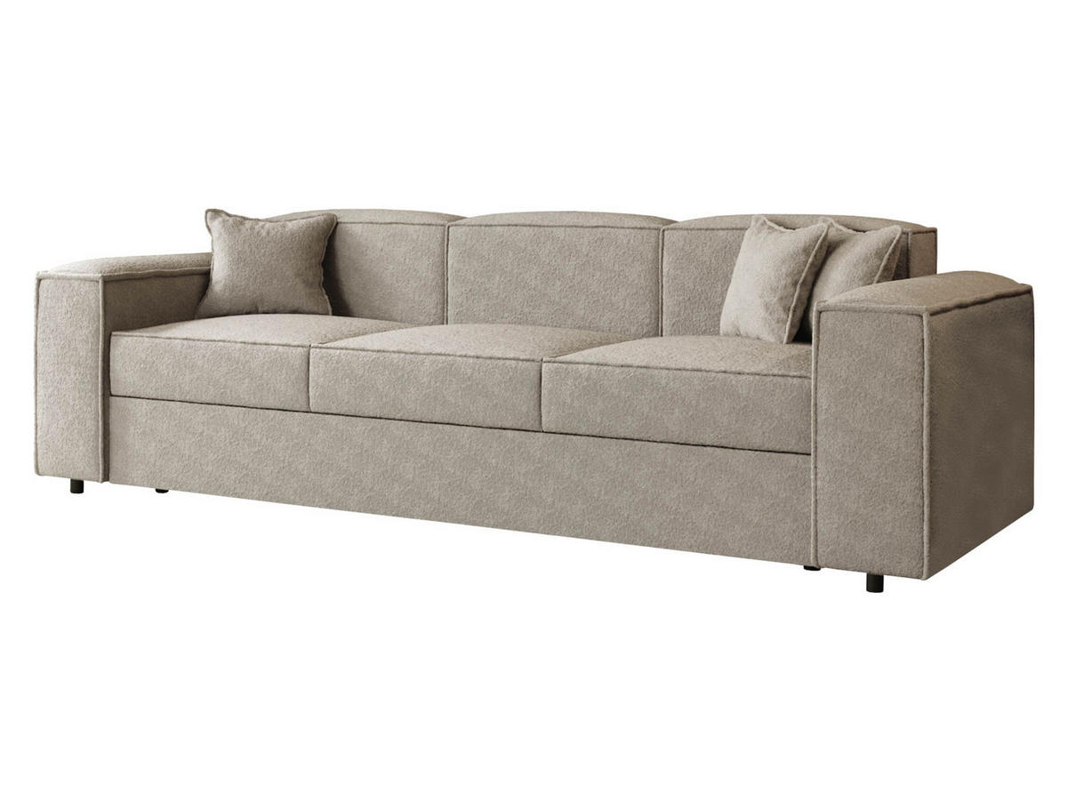 SCHLAFSOFA Santos Boucle - Beige/Schwarz, Holzwerkstoff/Kunststoff (252/79/88cm) - MIRJAN24