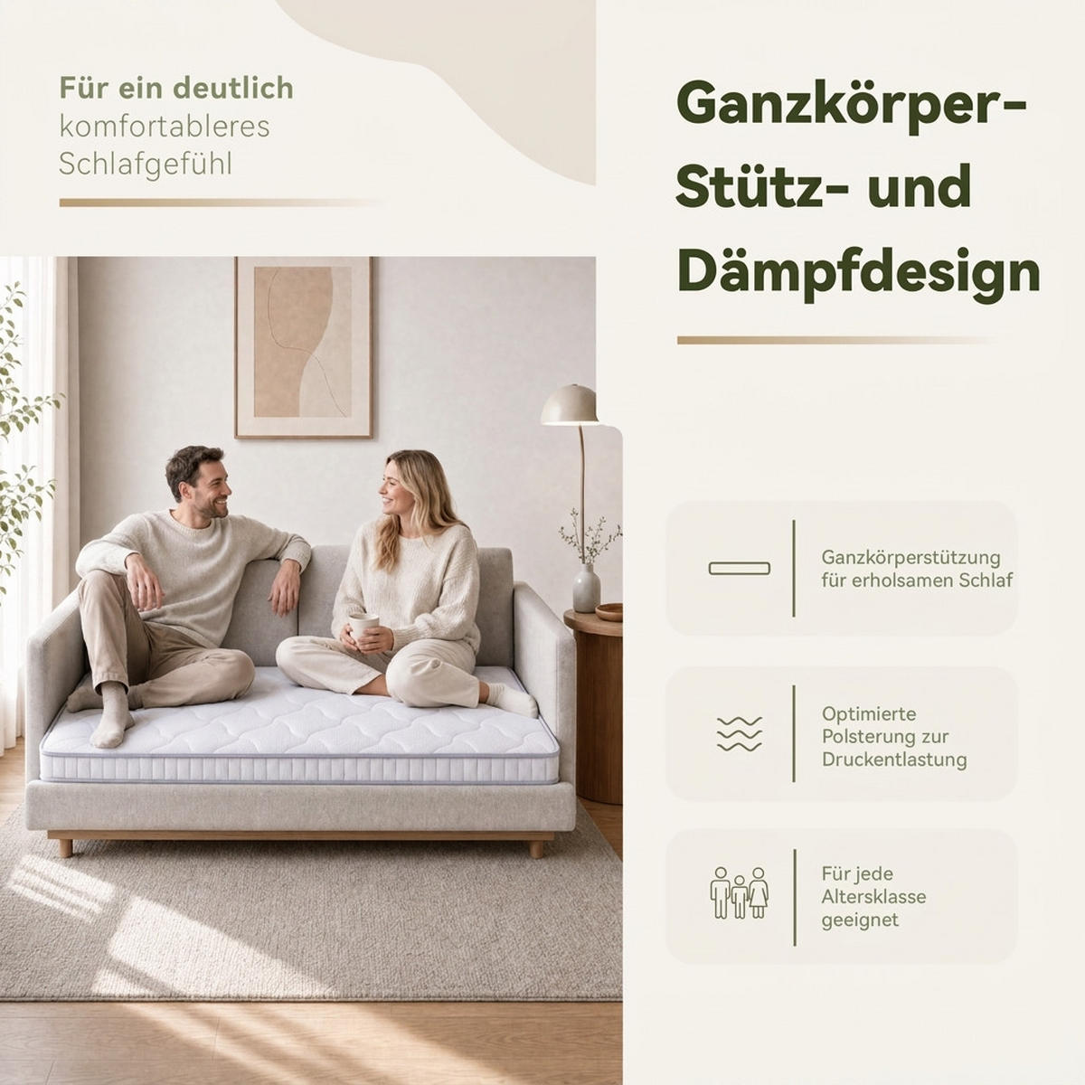 TASCHENFEDERKERNMATRATZE 90/190 cm Weiß, Härte H3 - Weiß, Textil (90/190cm) - Oxeza