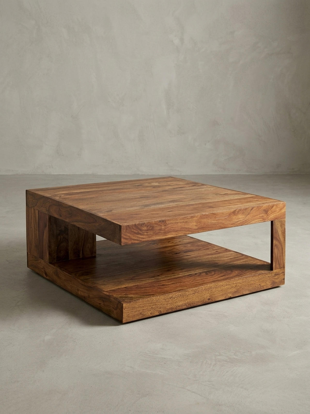 COUCHTISCH Sheesham Massivholz, Quadratisch, Maße 90x90 cm, Einzigartiges Unikat - Braun, Holz (90/90/40cm) - KADIMA DESIGN