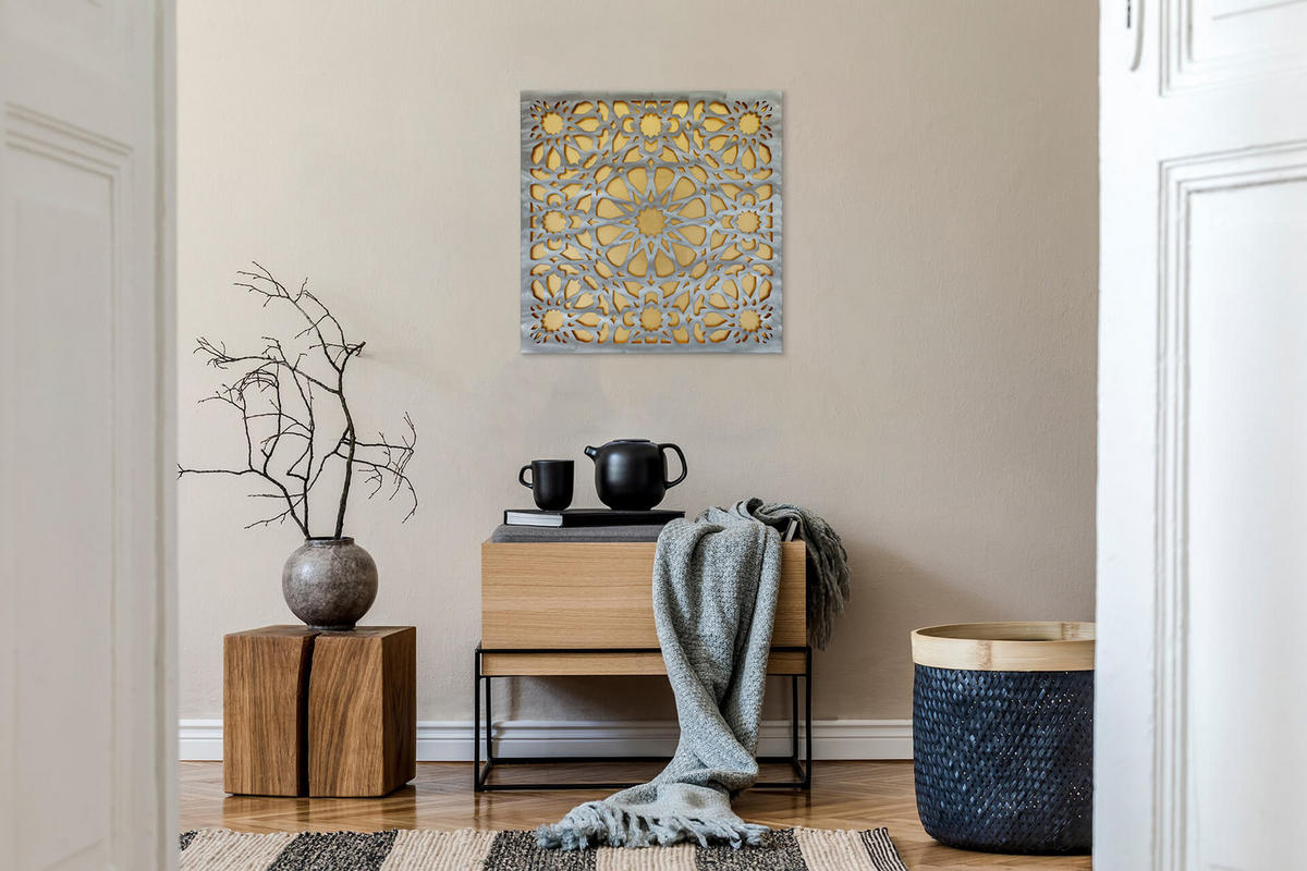 METALLBILD Gold 80/80 cm - Silberfarben/Goldfarben, Metall (3/80cm) - KUNSTLOFT