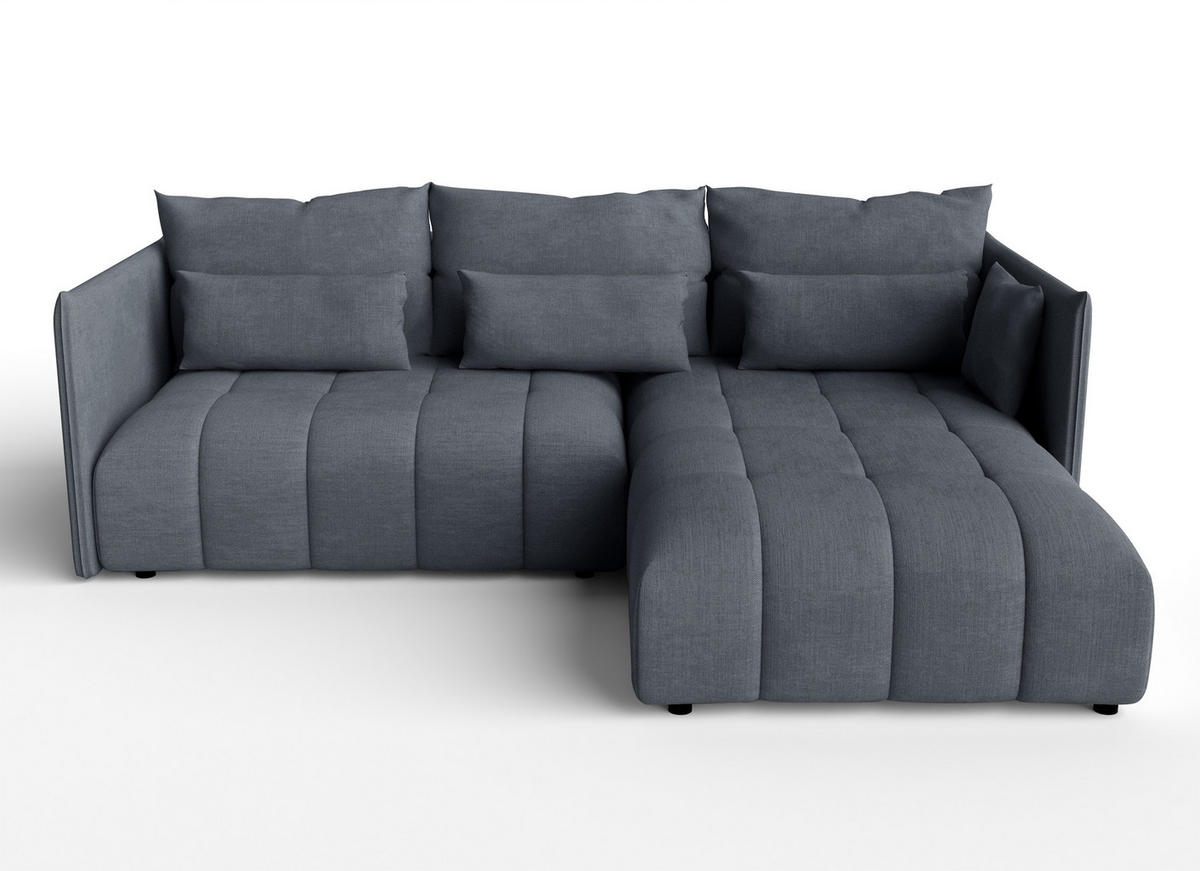 ECKSOFA L Form Cosmova Dunkelgrau 245/182/83 cm mit Schlaffunktion - Dunkelgrau/Schwarz, Kunststoff/Textil (245/182cm) - AX Living
