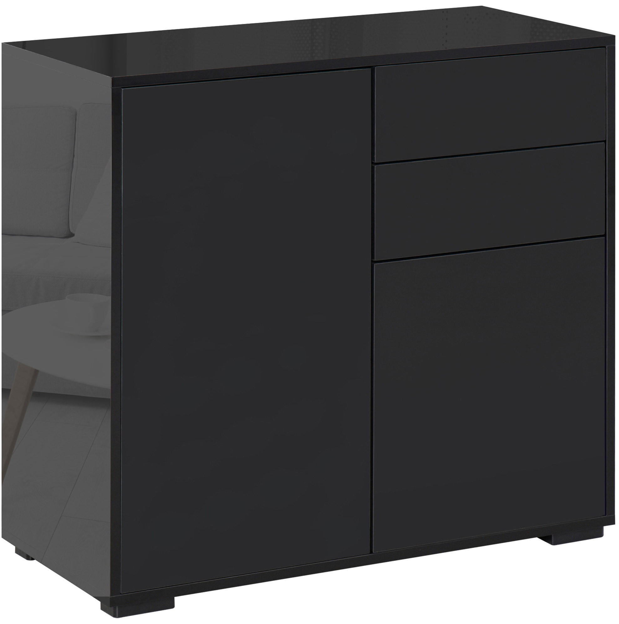 SIDEBOARD 36/79/74 cm schwarz aus Holzwerkstoff mit verstellbarem Regal - Schwarz, Holzwerkstoff (79/74/36cm) - OKWISH