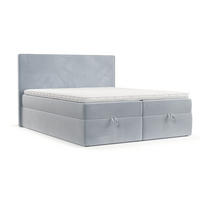 BOXBETT Velma 160/200 cm Hellgrau im Paros Stoff - Hellgrau/Schwarz, Holz/Holzwerkstoff (160/200cm) - AltaBeds