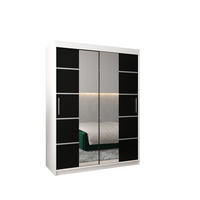 SCHWEBETÜRENSCHRANK 200/150/62 2-türig - Silberfarben/Schwarz, Holz/Kunststoff (150/200/62cm) - Abiks Möbel