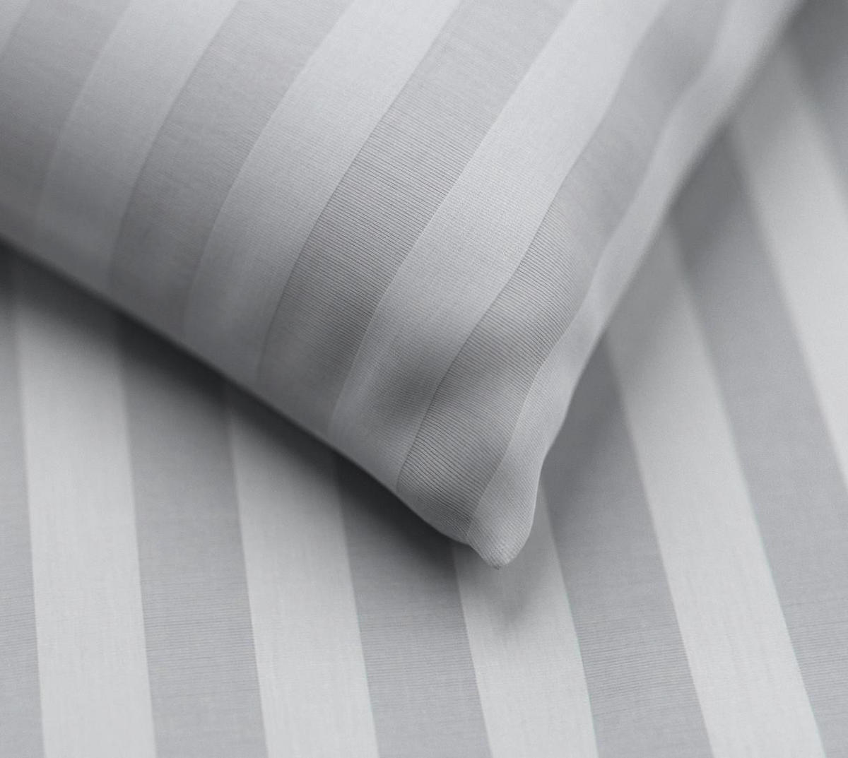 BETTWÄSCHE Damast 155x220 Grau gestreift - Baumwoll Bettbezug Made in Germany - Grau, Textil (155/220cm) - Carpe Sonno