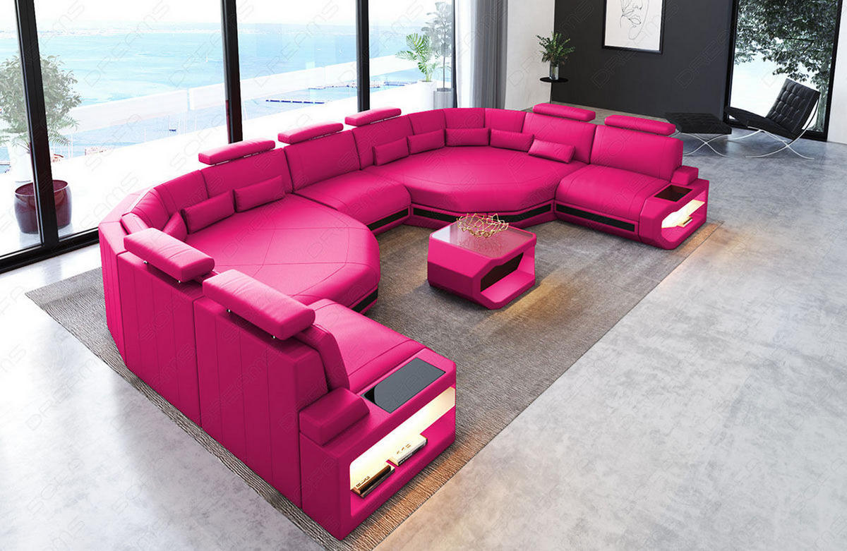 WOHNLANDSCHAFT Asti XXL - Pink, Leder (435/93/280cm) - Sofa Dreams