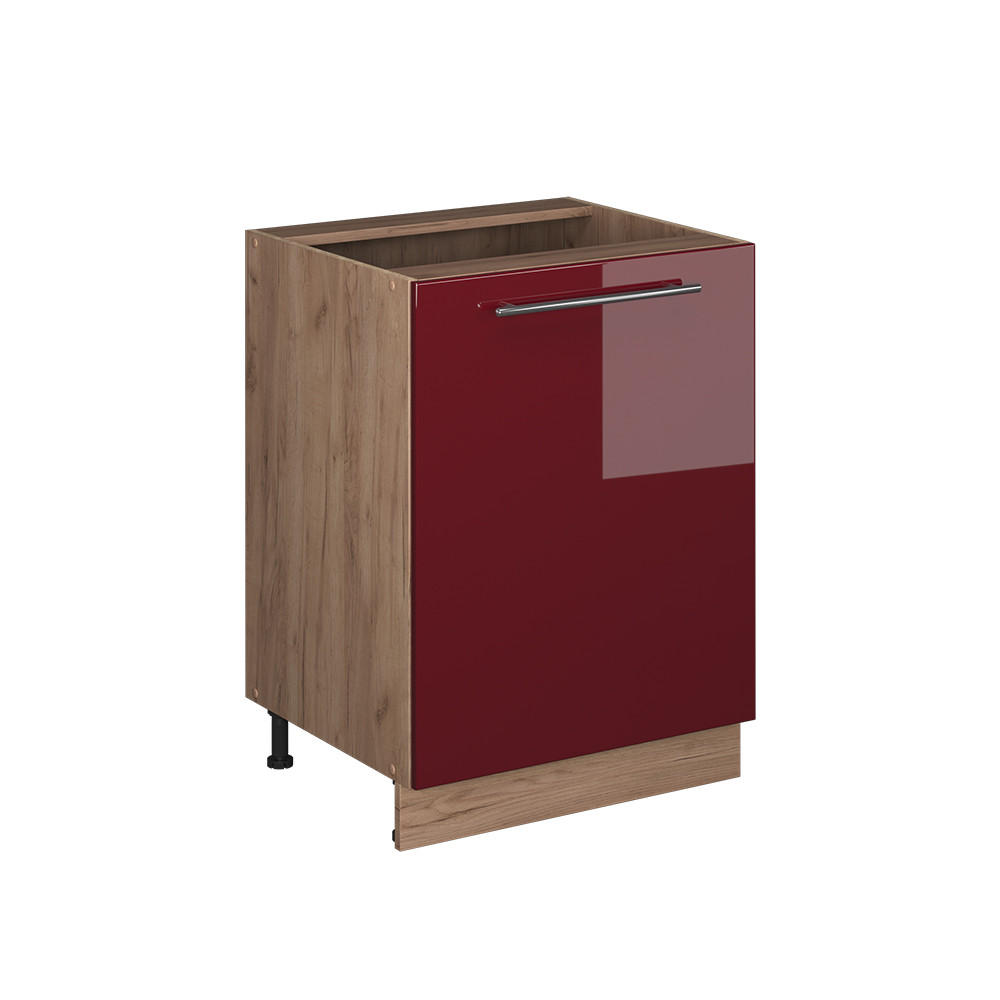 KÖKSUNDERSKÅP Fame-Line, Bordeaux högblank/Goldkraft ek, 60 cm 1 dörr utan bänkskiva Bordeaux, Honungsek 82/60/51.6 cm