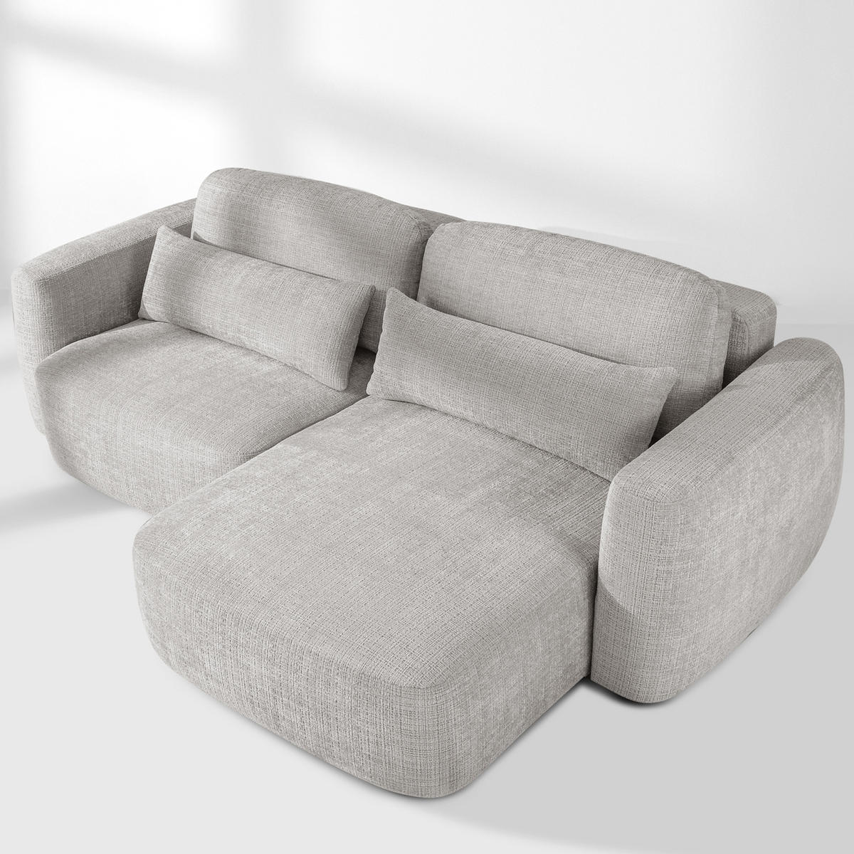 ECKSOFA rechts ELOSA - Hellgrau, Holz/Textil (245/165cm) - KONSIMO®
