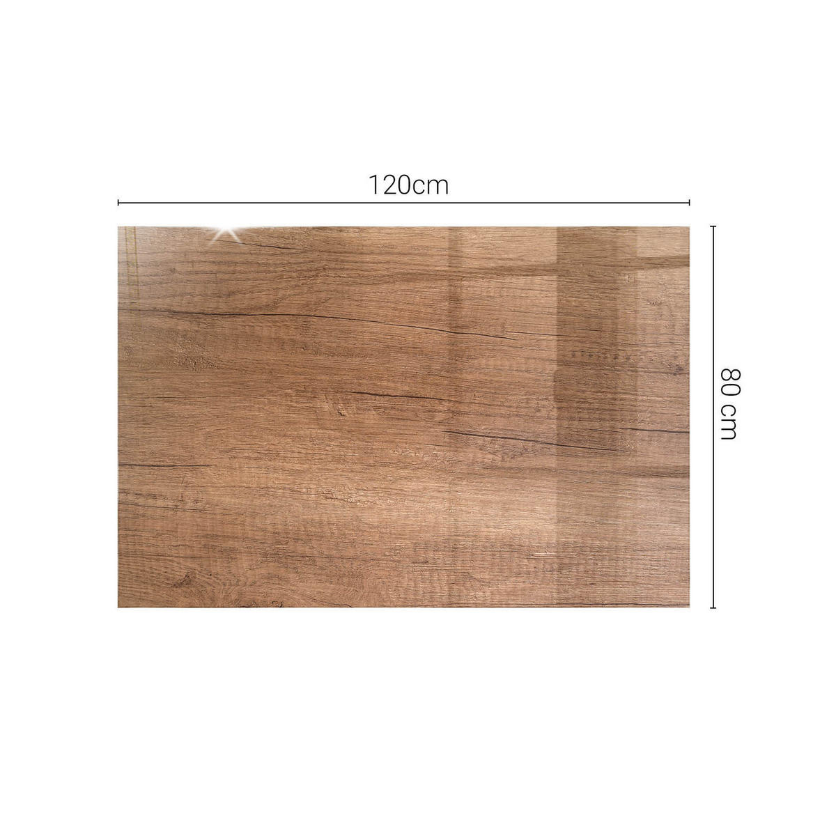 TISCHPLATTE 120x80 cm Holzoptik Natur - Braun, Glas (120/80/0.4cm) - TULUP