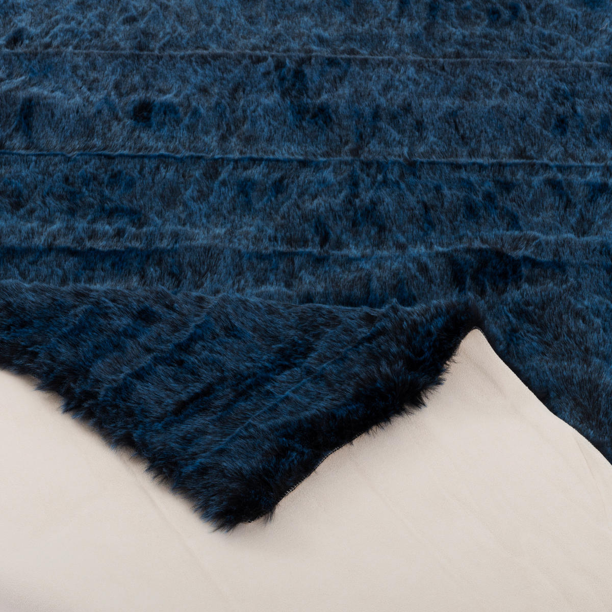 LUXUS SUPER SOFT FELLTEPPICH ASPEN MELIERT - Dunkelblau, Textil (60/90cm) - Pergamon