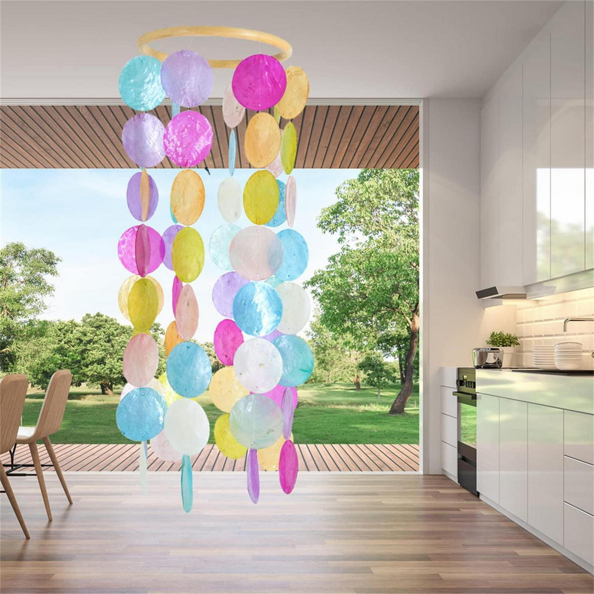 WINDSPIEL Traumfänger Muscheln Perlmutt Boho Deko Handgefertigt - Multicolor, Naturmaterialien (52/15/1cm)