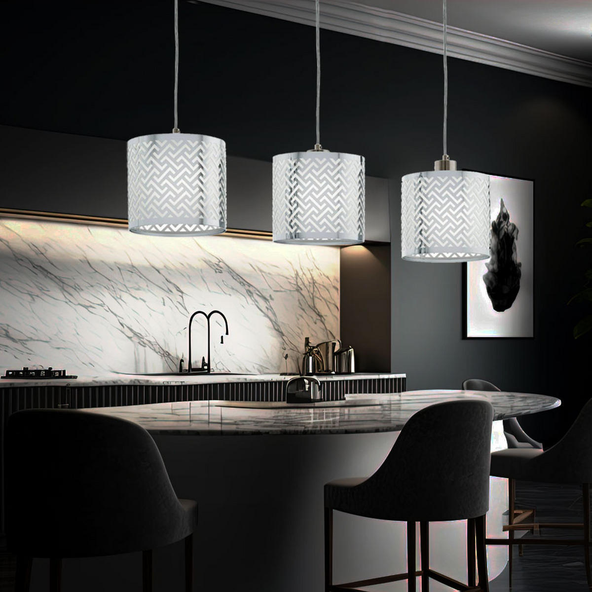 HÄNGELEUCHTE Metall Silber Muster - Silberfarben, Metall (79/17.5/110cm)