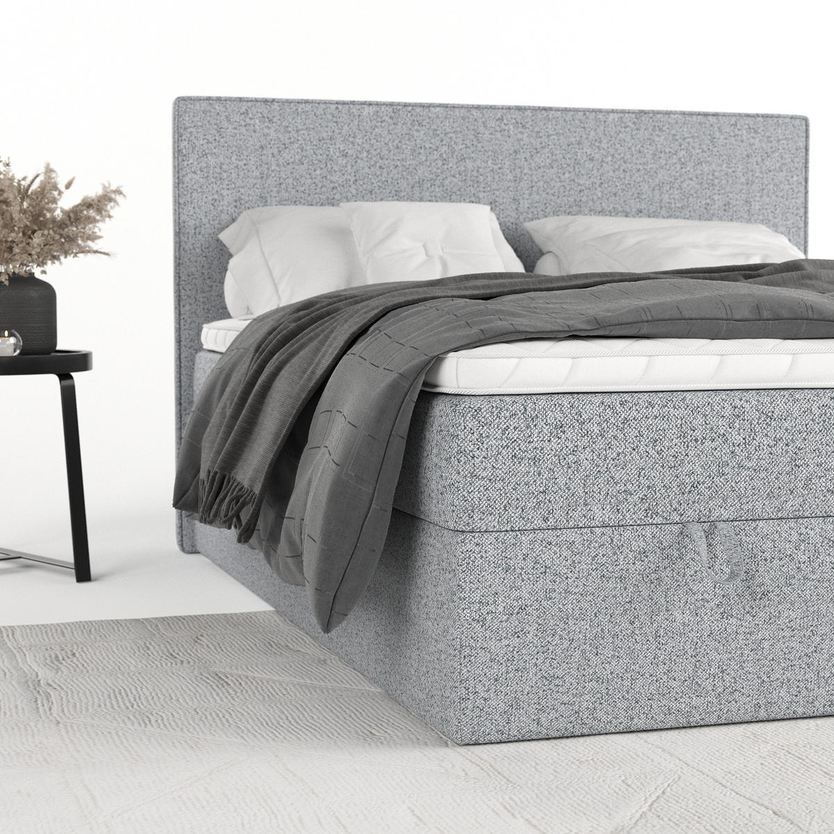 BOXBETT Velma 140/200 cm Grau im Riva Stoff - Schwarz/Grau, Holz/Holzwerkstoff (140/200cm) - AltaBeds