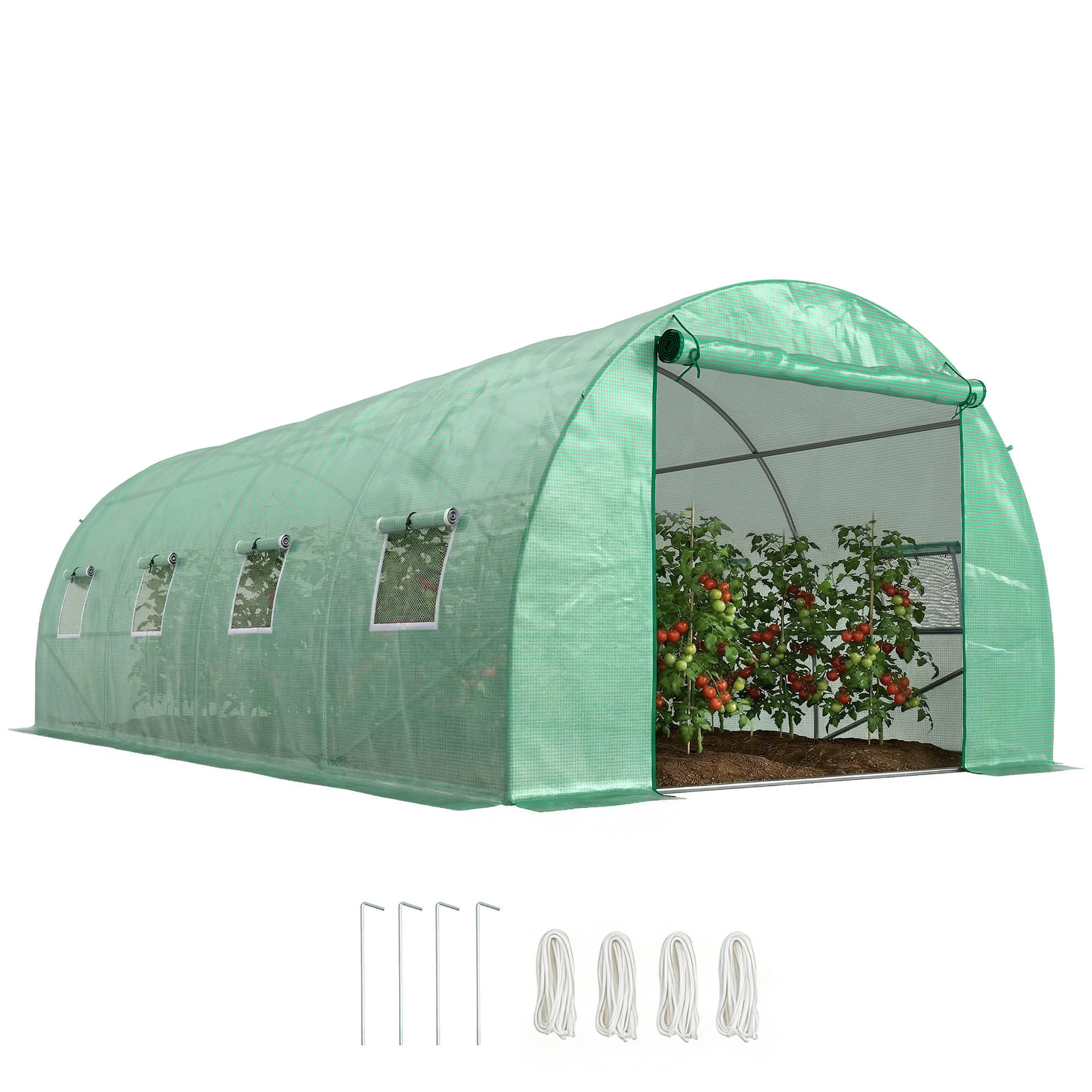FOLIENGEWÄCHSHAUS DE-05839 begehbar 590/300/200 cm Grün - Grün, Kunststoff/Metall (300/200/590cm) - ComfortXL
