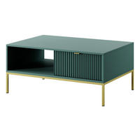 COUCHTISCH Kioto 104 cm in Grün mit Schubladen und Metallbeinen - Goldfarben/Grün, Holzwerkstoff/Metall (68/104/46cm) - Ravio