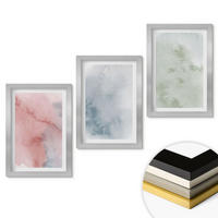 WANDBILDER 3er Set - 20x30 cm Silberner Rahmen - Pastellfarbene Aquarellstrukturen - Silberfarben, Kunststoff (20/30cm) - ArtPrintCave
