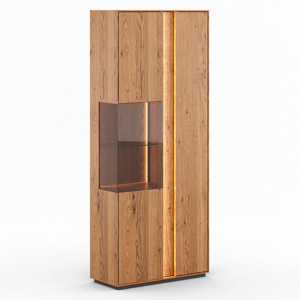 VITRINE Collodi Wildeiche Natur 84,5 / 37 / 205cm - Wildeiche, Holz (84.5/205/37cm) - Feldmann-Wohnen