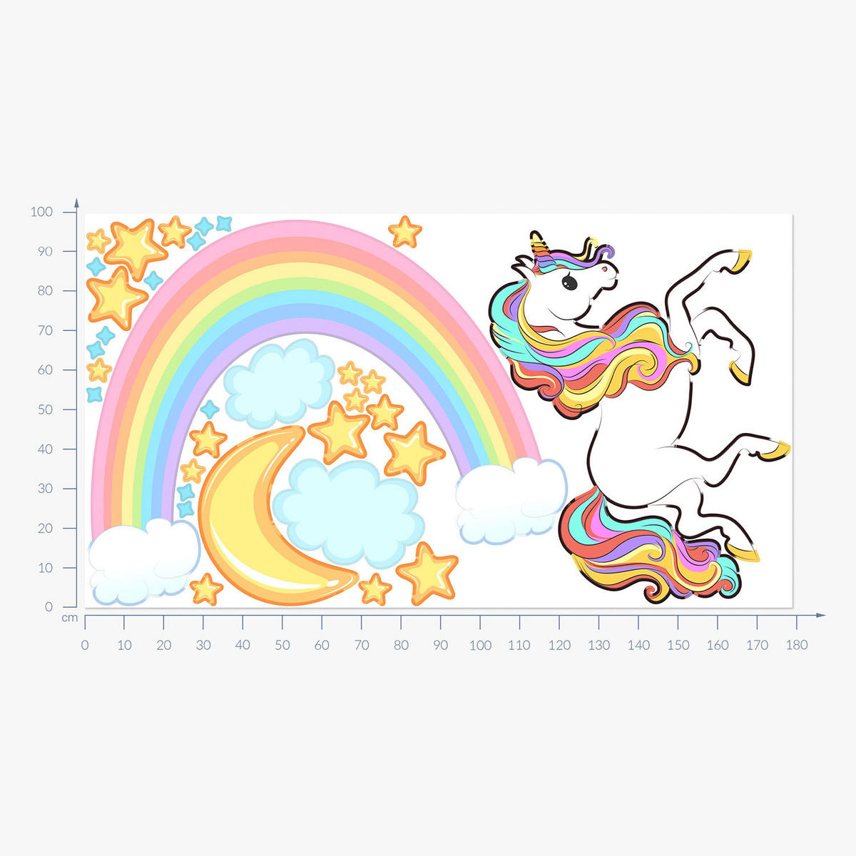 WANDAUFKLEBER 100x179cm - Regenbogenträume - Multicolor, Kunststoff (100/179/0.1cm) - Wallfluent