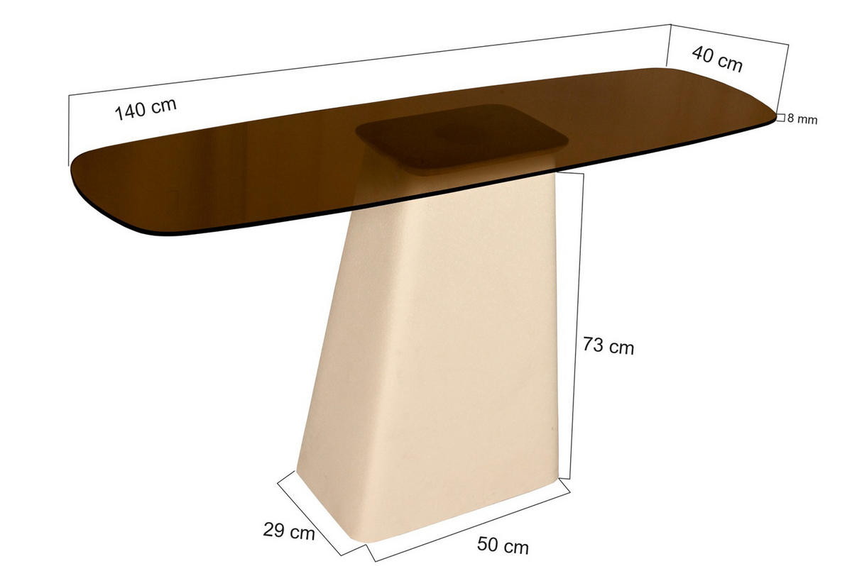 ESSTISCH rechteckig aus Metall 140x40x76cm, créme - Creme, Metall (40/140/76cm) - Livingfurn