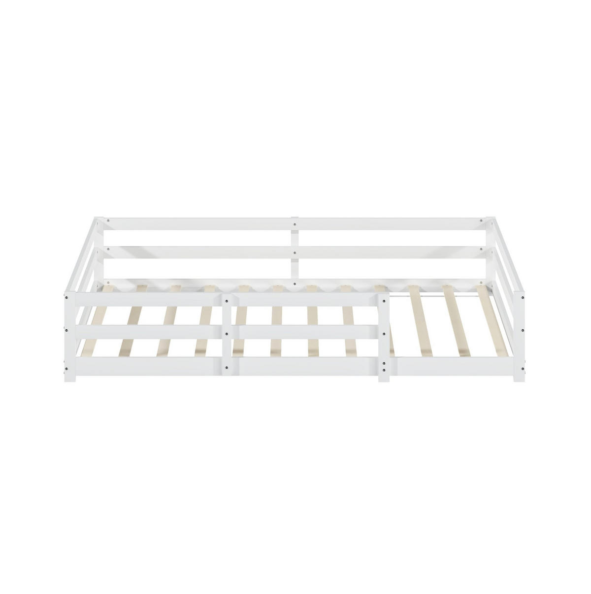 KINDERBETT Montessori 140/200 cm weiß mit Lattenrost - Weiß, Holz (140/200cm) - MIVRAY