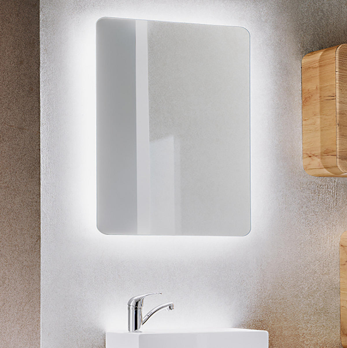 BADMÖBEL-SET 5-TLG. Luton-56 - Braun, Holzwerkstoff (95/195/22cm) - Lomado