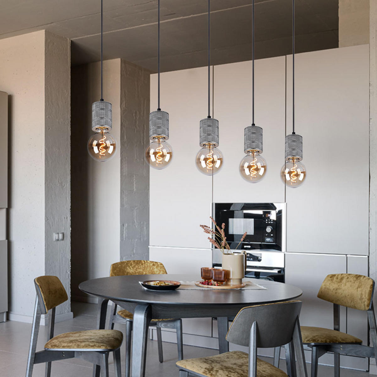 HÄNGELEUCHTE Silber Gemustert Höhenverstellbar - Silberfarben, Metall (115/10/120cm) - Globo Lighting