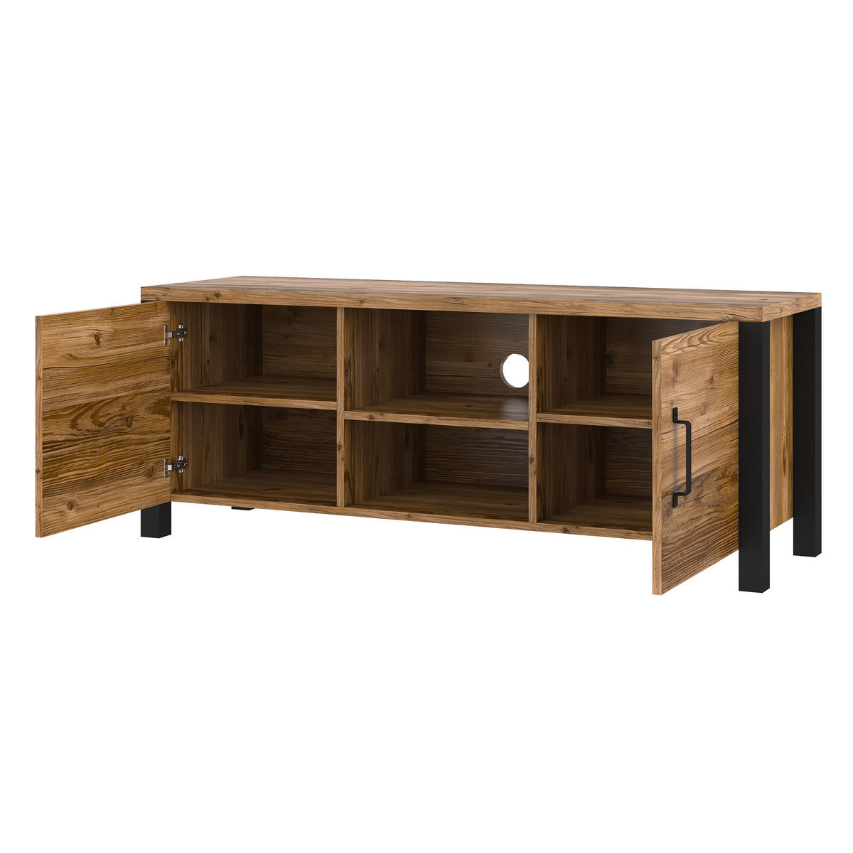 LOWBOARD OLIVIERO 147x43x57 cm mit 2 Türen Braun - Braun, Holzwerkstoff (147/57/43cm) - MASSENO