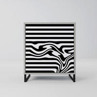 SIDEBOARD SPECTRA SHOWCASE, Grau, 57,5x42x67,5 cm, Schwarze Metall-Rahmenfüße - Multicolor/Schwarz, Holzwerkstoff/Metall (57.5/67.5/42cm) - SpaceRebels