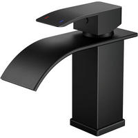 WASCHTISCHARMATUR Wasserfall Schwarz Matt 80 mm - Schwarz, Metall (12.7/7.5/14.2cm)