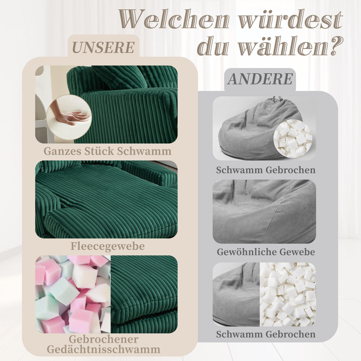 SCHLAFSOFA aus Cord mit 3 Kissen, Smaragdgrün - Smaragdgrün, Textil (125/63/155cm)