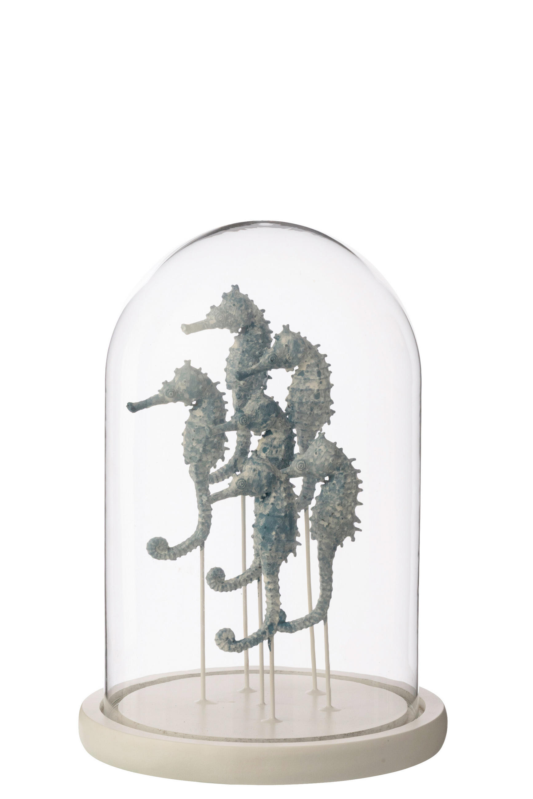 DEKO GLOCKE SEEPFERDCHEN - Blau, Glas (17.5/26/17.5cm) - J-Line