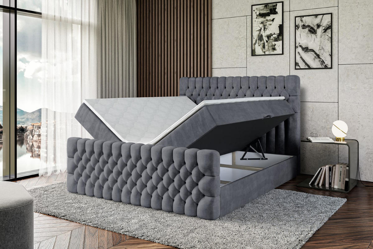 BOXBETT SERENE-Z - 200 x 200 - H4 - Dunkelgrau - Dunkelgrau, Holzwerkstoff (200/200cm) - ALTDECOR