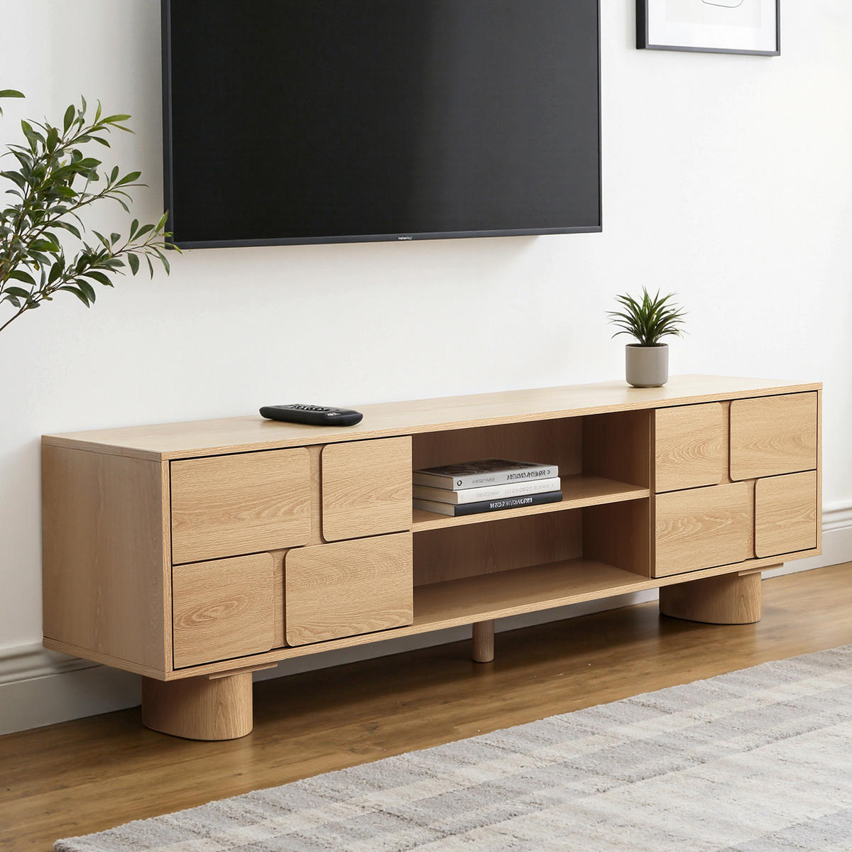 TV Lowboard, Holzwerkstoff | B160 x T39 x H45 cm - Eichefarben, Holzwerkstoff (160/45/39cm) - Hometopia