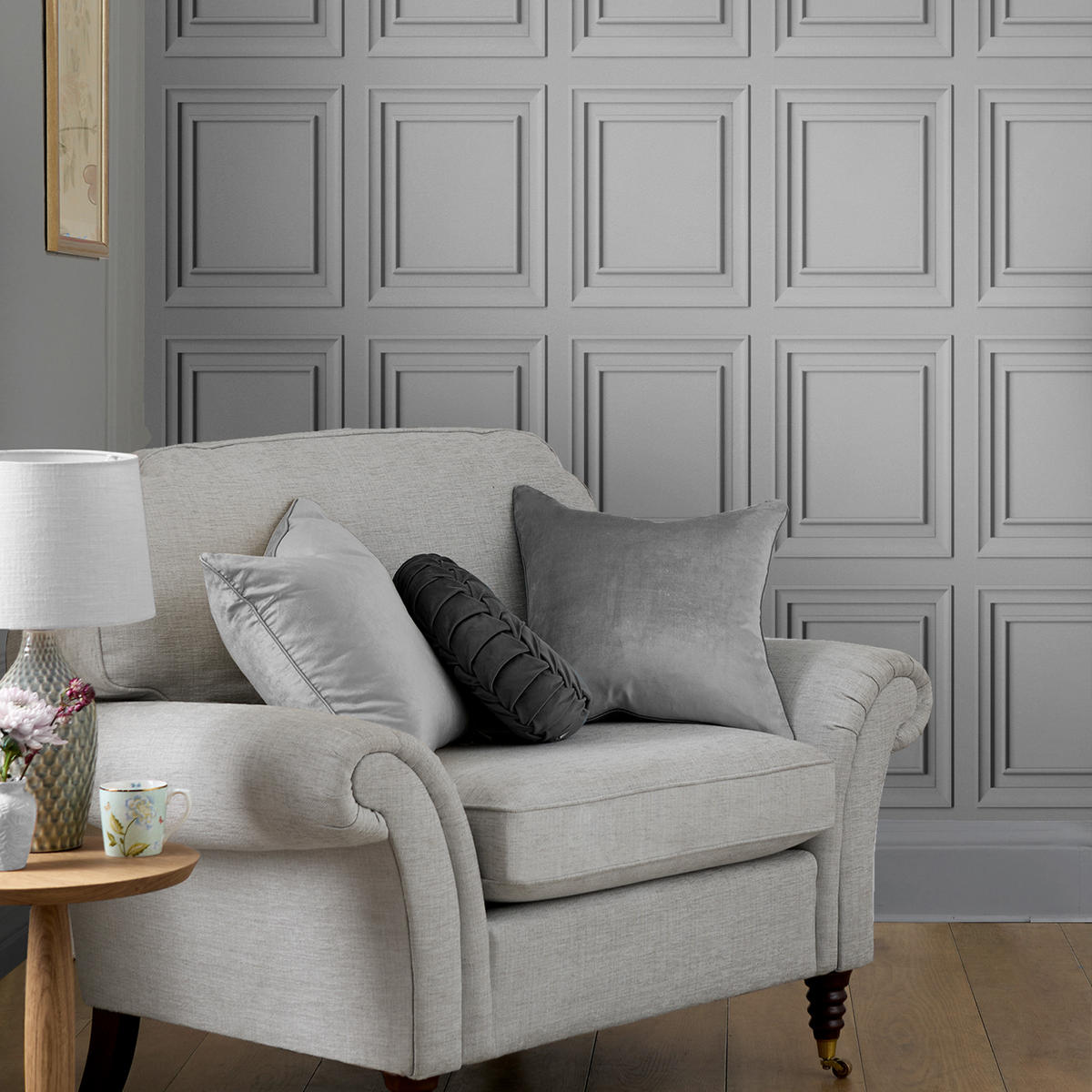 VLIESTAPETE Redbrook Wood Panel Silber | Silber | Holzpaneele | 10mx52cm - Silberfarben, Papier/Kunststoff (52/1000cm) - Graham & Brown